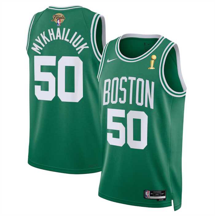 Mens Boston Celtics #50 Svi Mykhailiuk Kelly Green 2024 Finals Champions Icon Edition Stitched Basketball Jersey Dzhi